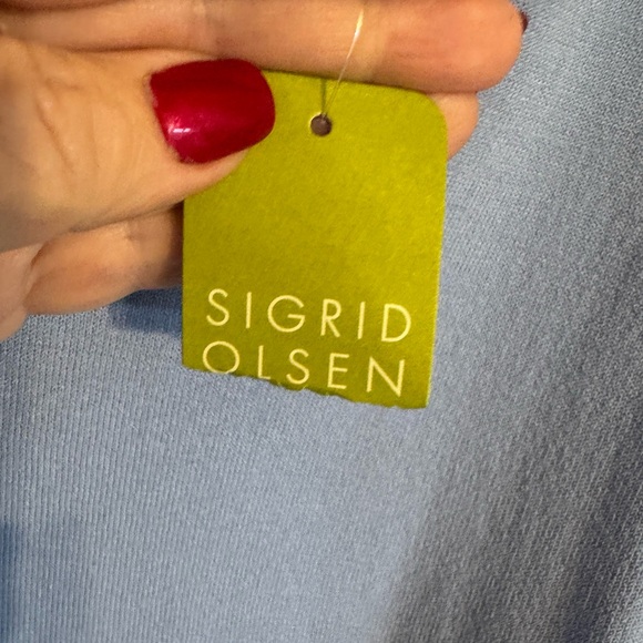 NWT Sigrid Olsen GORGEOUS  Light Blue Top w Floral PIN  PLUS: 2X    #4 - Picture 6 of 9